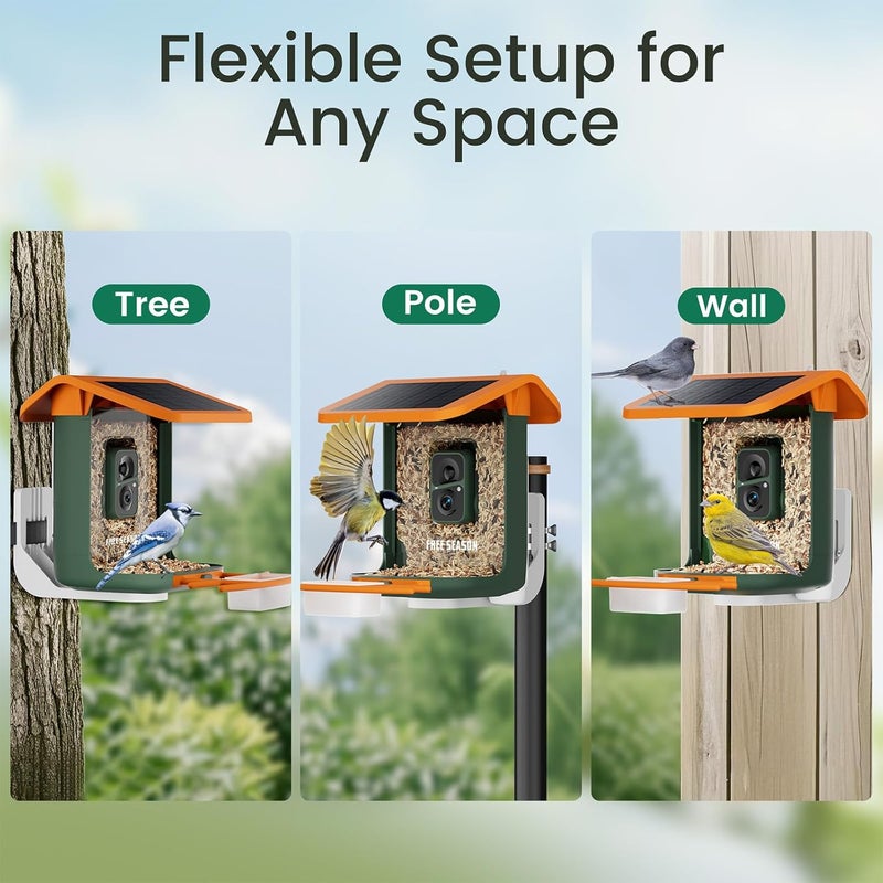 RichBird Smart Bird Feeder with Camera, Solar Powered, Free AI Identify Auto Video Capture & 2K HD Video Bird Feeders for Outdoors with SD Card, Gift for Birdlover - Image 3